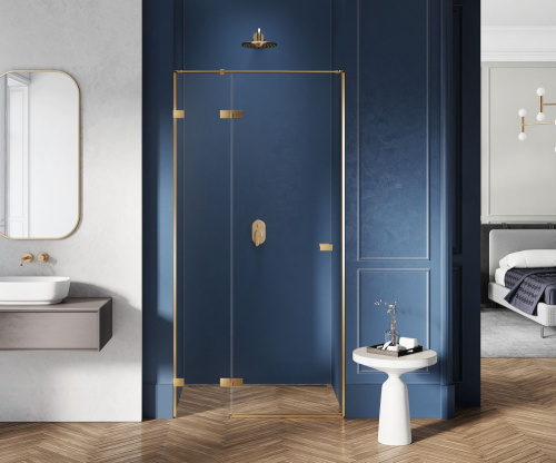 Душевая дверь New Trendy AVEXA GOLD BRUSHED EXK-1716 90х200 стекло прозрачное профиль золото брашированное - фото 2