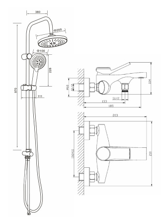 Душевая стойка Orange ORGANIC M27-932cr настенная цвет хром