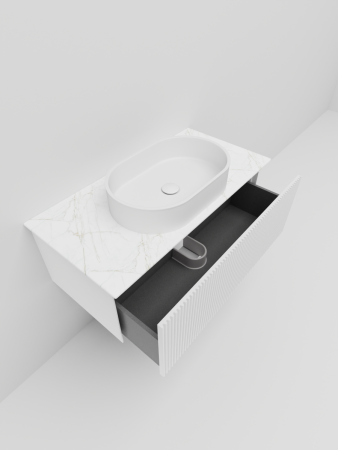 Тумба со столешницей La Fenice TERRA NFNC-01-TER-B-100-3-GG 100х50 подвесная цвет белый