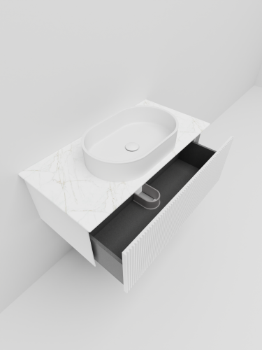 Тумба со столешницей La Fenice TERRA NFNC-01-TER-B-100-3-GG 102х37х47 подвесная цвет белый - фото 3