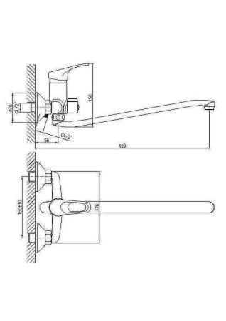 Смеситель для ванны и душа Haiba HB13-1 HB2213-1 настенный хром