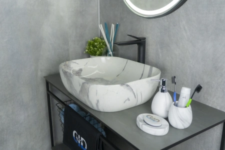 Раковина керамическая Gid Geométrico 54402 50х40 накладная цвет многоцветный без отверстий под смеситель