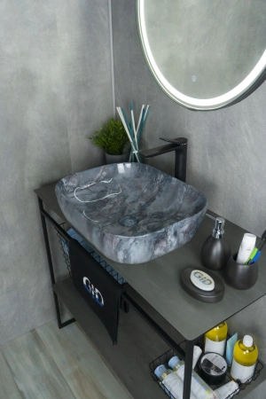 Раковина керамическая Gid Geométrico 54401 50х40 накладная цвет многоцветный без отверстий под смеситель