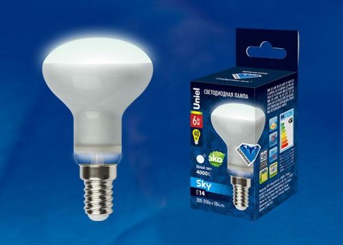 Лампа светодиодная Uniel SKY R (СКЫ Р) LED-R50-6W/WW/E14/FR PLS02WH картон - фото 2
