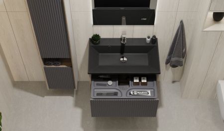 Тумба под раковину Jorno TOSSONY Toss.01.70/P/DS-A/JR 70х40 подвесная цвет черный