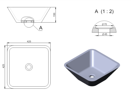 Раковина из искусственного камня Holbi SATURN 1.02.004.11.2 40х40 накладная цвет белый