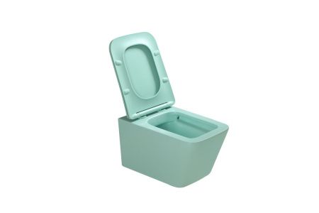 Унитаз подвесной SantiLine SL-5007LG цвет светло-зеленый с сиденьем микролифт безободковый смыв воронка-водоворот