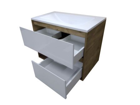 Тумба с раковиной Эстет Monaco Wood ФР-00010683 80х50 подвесная цвет белый/бежевый