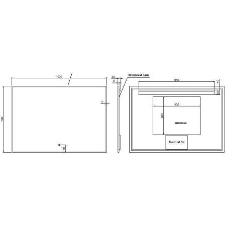Зеркало с подсветкой и антизапотевателем Boheme 543-100-MG 100х70 подвесное
