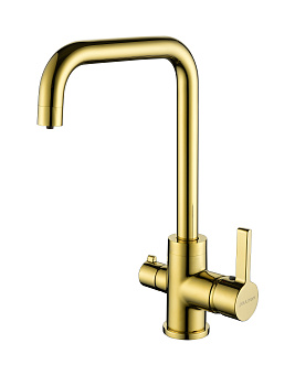 Смеситель для кухни Paulmark LOGAS Lo213021-G на раковину золото без термостата