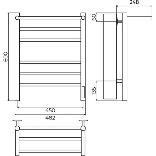 Полотенцесушитель Terminus 4670078556912 48х60 электрический черный - фото 3