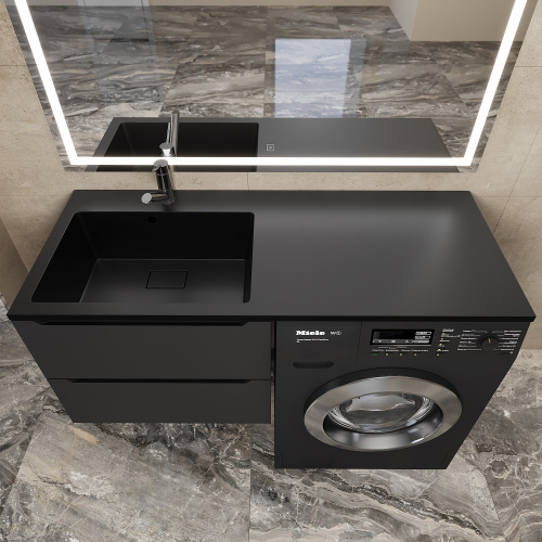 Раковина Uperwood Cosmos Quartz 120 см RCosmos120LU над стиральной машиной цвет черный - фото 3
