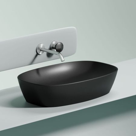 Раковина из сантехнического фарфора Ceramica Nova ELEMENT CN6049MB 60х40 накладная цвет черный без отверстий под смеситель