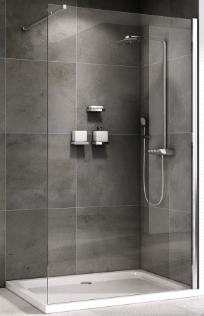 Душевая перегородка Abber Immer Offen AG61090 90х200 стекло прозрачное профиль хром глянцевый