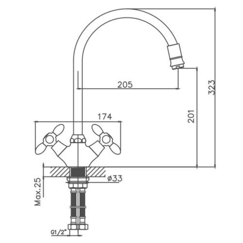Смеситель для кухни Cron CN46127-12 на мойку зеленый - фото 3