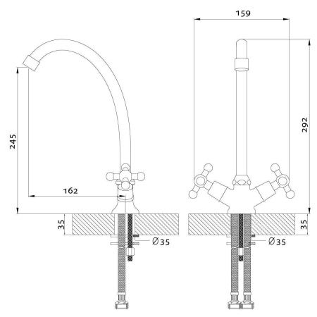 Смеситель для кухни Rossinka G G02-71 на мойку хром