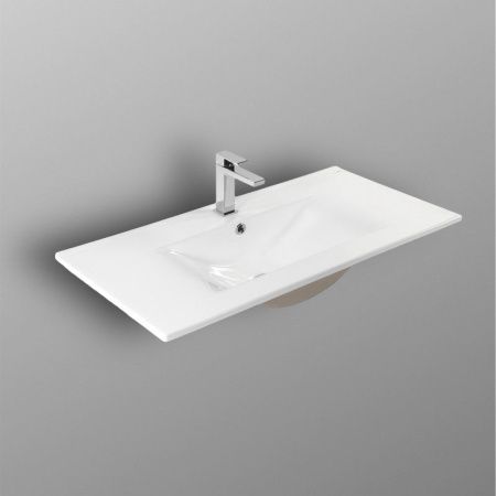 Раковина из сантехнического фарфора Bond Cube S05-900 90х50 встраиваемая цвет белый 1 отверстие под смеситель