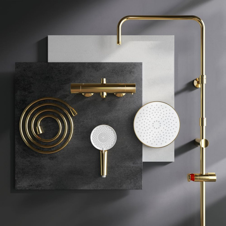Душевая стойка Am.Pm X-Joy F0785A499 настенная цвет золото с термостатом