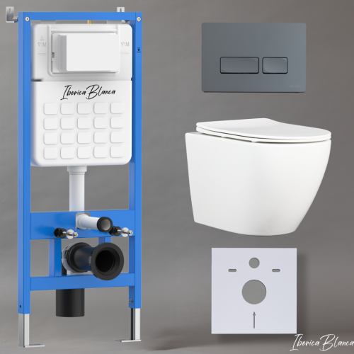 Комплект унитаз с инталляцией и клавишей смыва Iberica Blanca BILBAO ALTO IB001.BLA.234.218 - фото 2