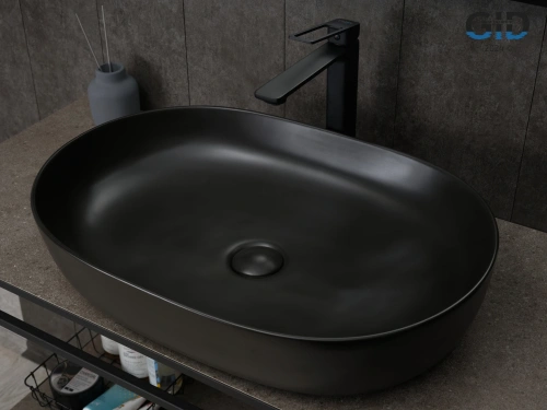 Раковина Gid Lago 61 см 53355 накладная цвет черный матовый - фото 4