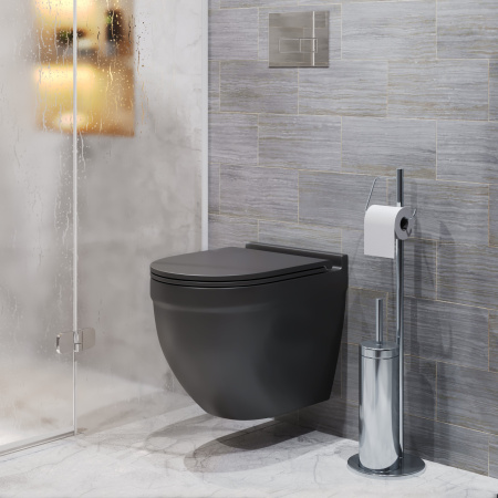 Унитаз подвесной Grossman Торнадо GR-4483BMSQ черный матовый с сиденьем микролифт безободковый смыв торнадо