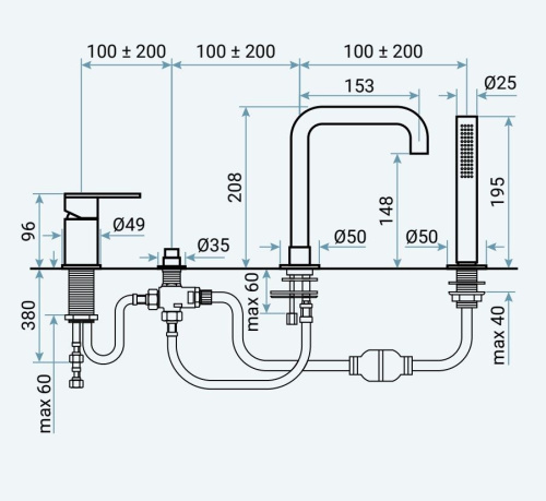 Смесители Emmevi Filobrass 85120ZI/NEO на борт ванны черный матовый - фото 2