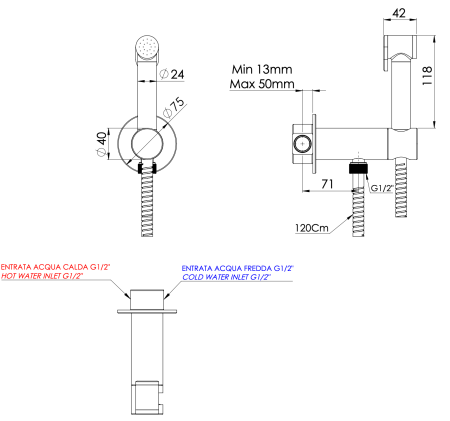 Гигиенический душ со смесителем Remer X61PW хром