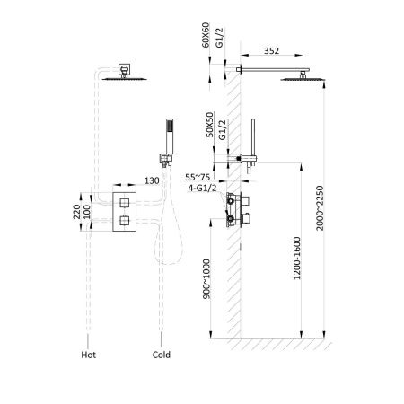 Душевая система Vincea VSFW-102TCH встраиваемая в стену цвет хром с термостатом