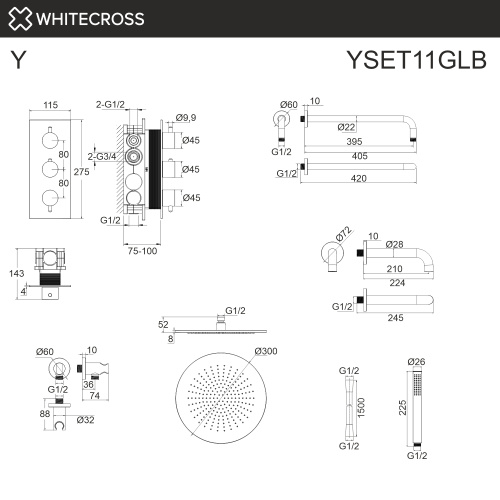 Душевая система Whitecross Y brushed gold YSET11GLB встраиваемая - фото 3