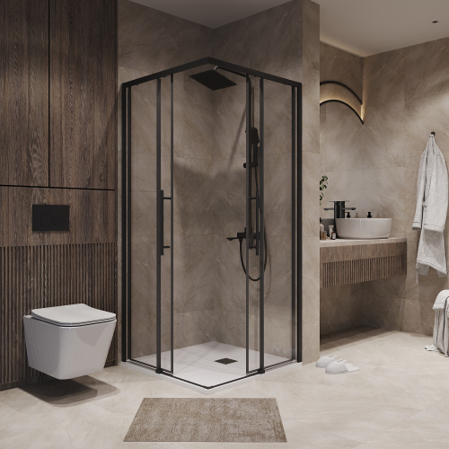 Душевой уголок Niagara Nova NG-6830-34BLACK 100х100 стекло прозрачное профиль черный матовый без поддона - фото 3