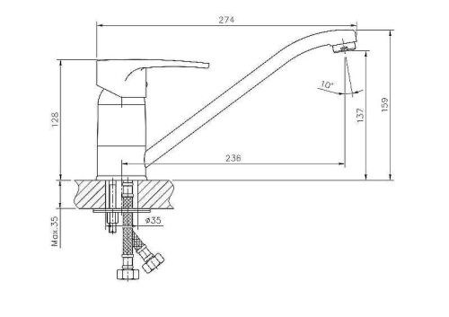 Cмеситель Haiba HB4265 на мойку хром - фото 2