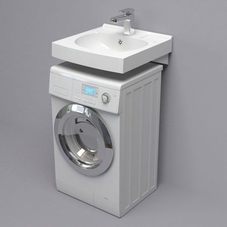 Раковина из искусственного камня Altasan KOMPAKT UPP50s 50х50 над стиральной машиной цвет белый 1 отверстие под смеситель