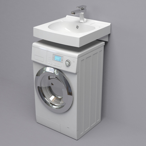 Раковина из искусственного мрамора Altasan KOMPAKT UPP50s 50х50 над стиральной машиной цвет белый 1 отверстие под смеситель - фото 2 Раковина из искусственного мрамора Altasan KOMPAKT UPP50s 50х50 над стиральной машиной цвет белый 1 отверстие под смеситель - фото 2