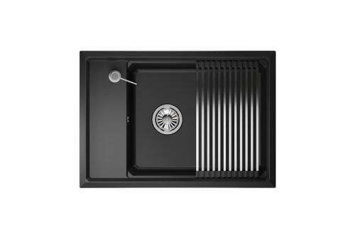 Кухонная мойка Granula Kitchen Space 7305, ЧЁРНЫЙ 73х51 цвет черный поверхность матовая - фото 2