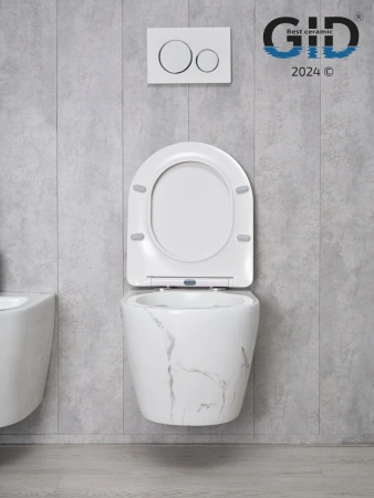 Унитаз подвесной Gid Convexo 62228Y черный с декором с сиденьем микролифт безободковый смыв торнадо