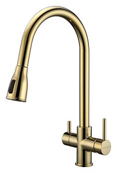 Смеситель для кухни Paulmark LANGE La214212-G на мойку золото