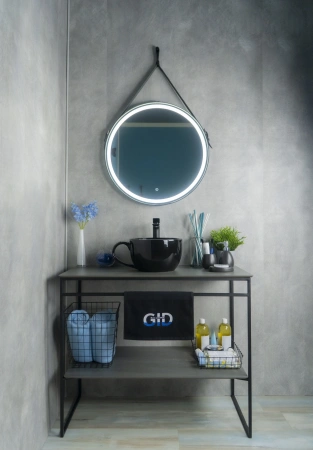 Раковина керамическая Gid Creativo 52230 40х30 накладная цвет черный без отверстий под смеситель