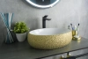 Раковина керамическая Gid Lago 52219 50х30 накладная цвет белый/золото без отверстий под смеситель