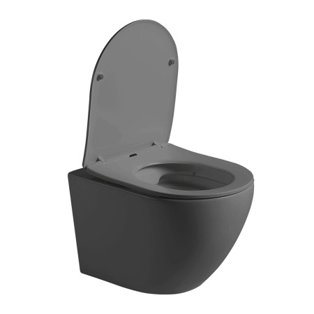 Унитаз подвесной Vincea Globo VT1-14SMA антрацит матовый с сиденьем микролифт безободковый душевой смыв