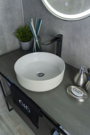 Раковина керамическая Gid 53329 40х40 накладная цвет бежевый без отверстий под смеситель