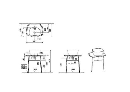 Консоль под раковину Vitra Plural 62561 70х50 напольная цвет белый