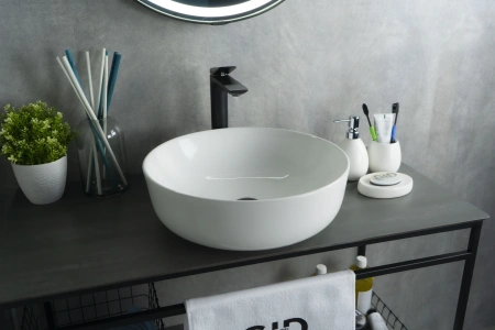 Раковина керамическая Gid Esfera 51182 40х40 накладная цвет белый без отверстий под смеситель