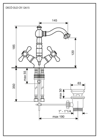 Смеситель Emmevi Deco Old 12615/CR на раковину хром