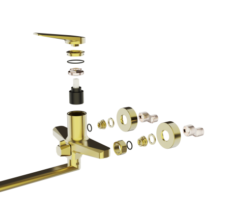 Смеситель для ванны Tokito KIN TOK-KIN-1015 настенный золото