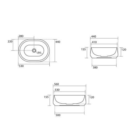 Раковина керамическая Kerasan F10 460531 60 см накладная цвет черный без отверстий под смеситель