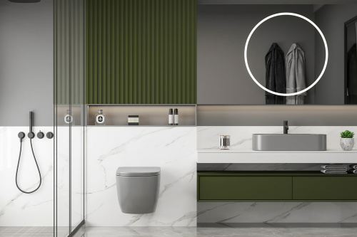 Унитаз подвесной Abber Bequem AC1103MG серый матовый с сиденьем микролифт безободковый каскадный смыв - фото 2