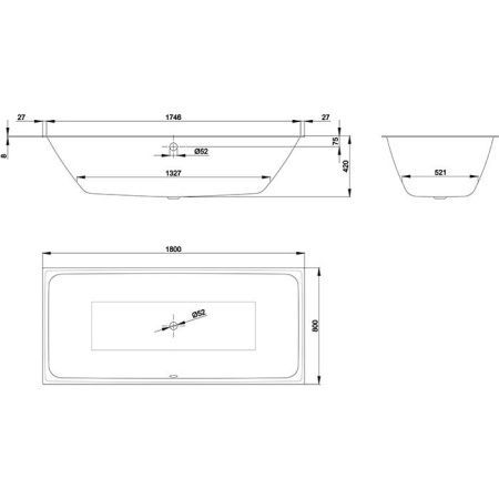 Ванна стальная Bette Loft 3172-000 180х80 встраиваемая прямоугольная без ножек