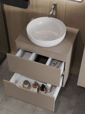 Тумба с раковиной Orange Line Li-60TuLMDF+B07-420W 60х50 подвесная цвет бежевый