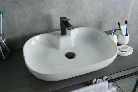 Раковина керамическая Gid Lago 51156 60х40 накладная цвет белый 1 отверстие под смеситель