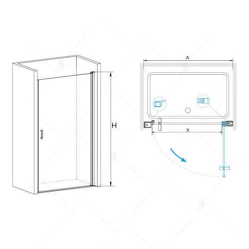 Душевая дверь RGW Leipzig 06120306-11 60х195 стекло прозрачное профиль хром глянцевый - фото 2